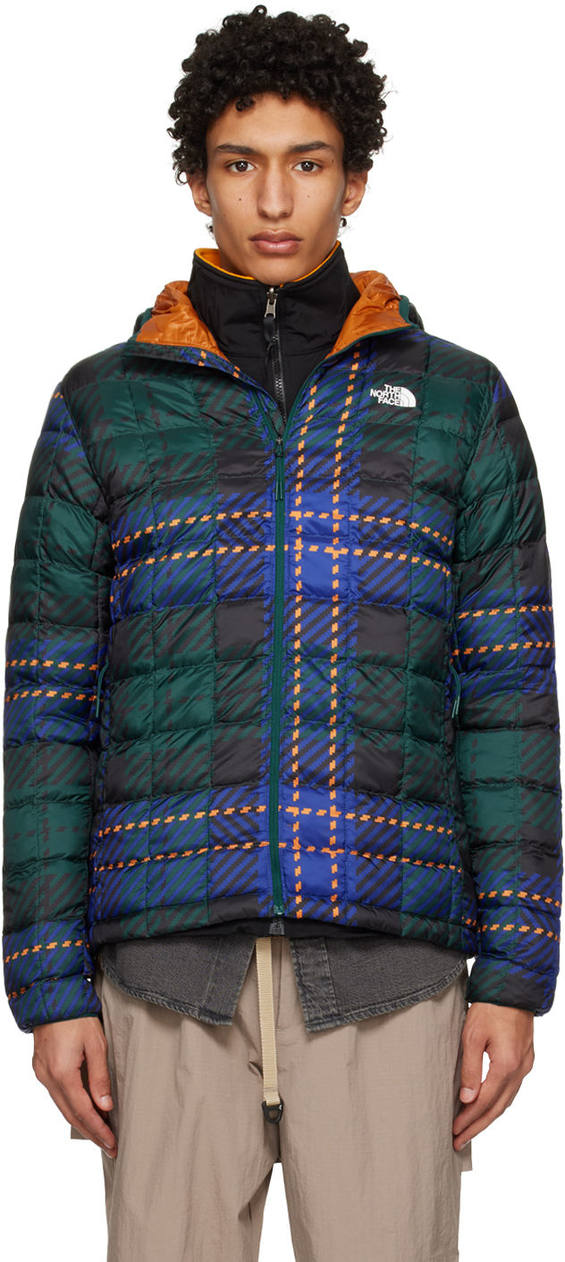 The North Face Green Check Puffer Jacket In 9d1 Ponderosa Green