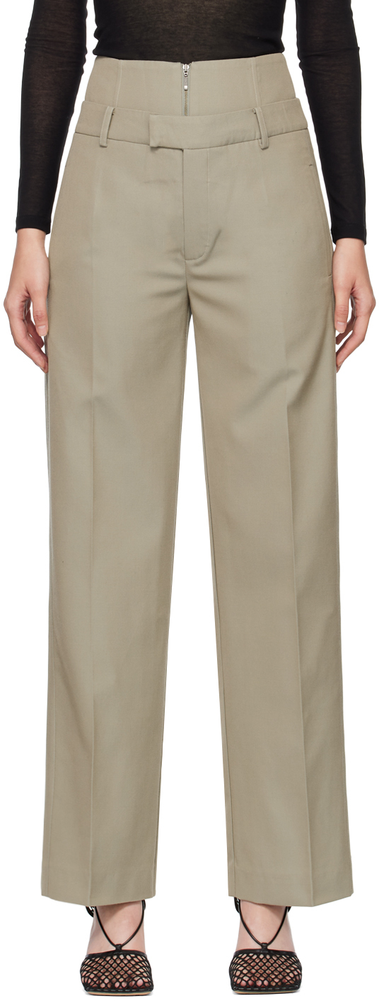 Khaki Double Waistband Trousers