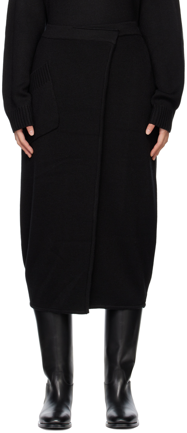 Black Cocoon Midi Skirt