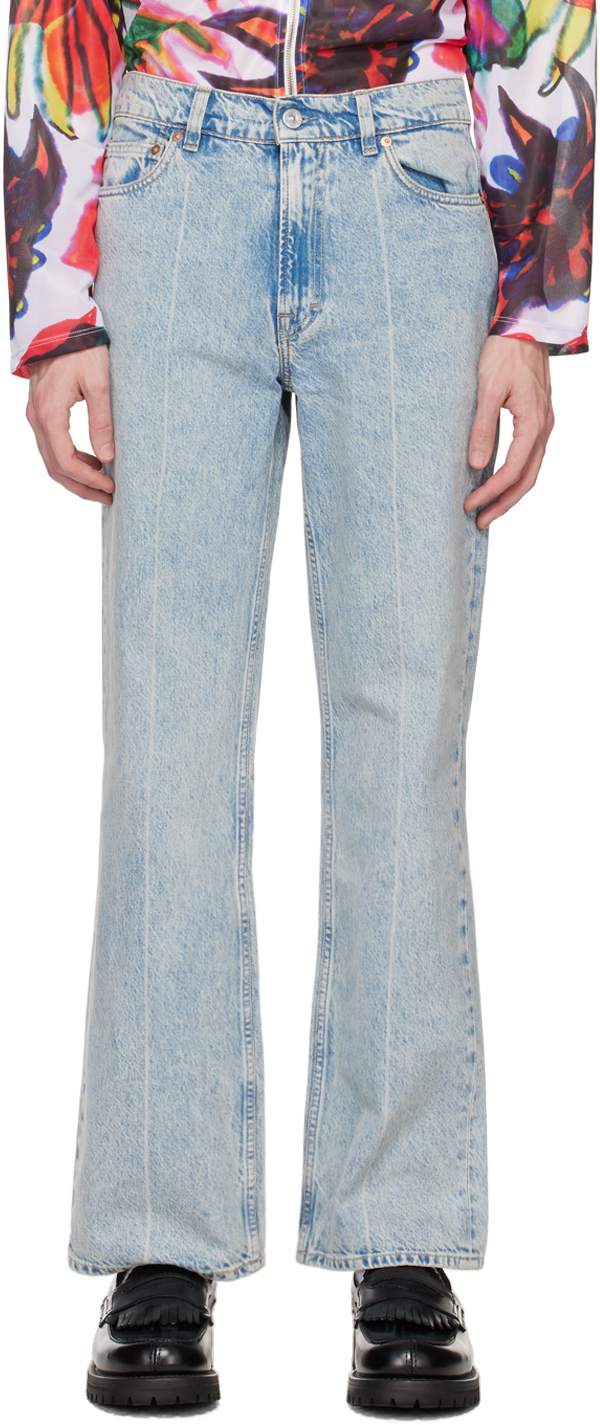 タンのコントラストステッチour legacy 70S CUT Bleach Crease Denim