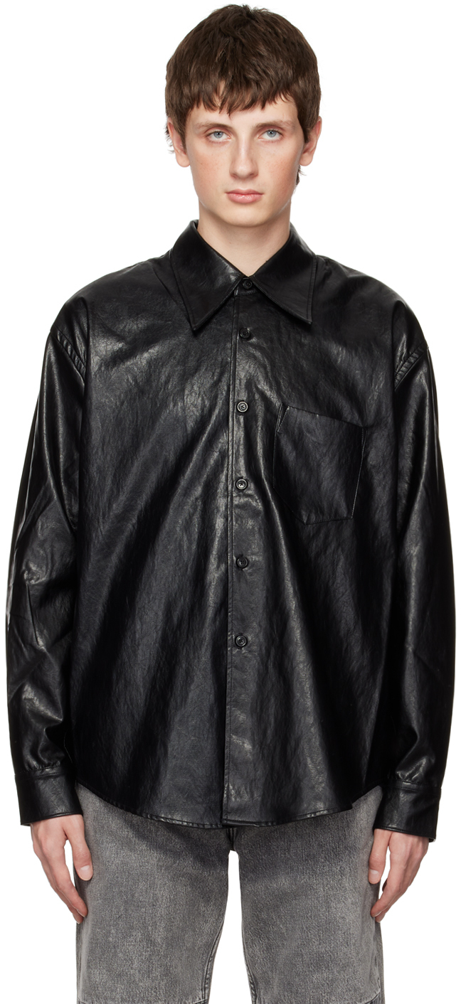 Our Legacy Black Coco 70s Faux-Leather Shirt