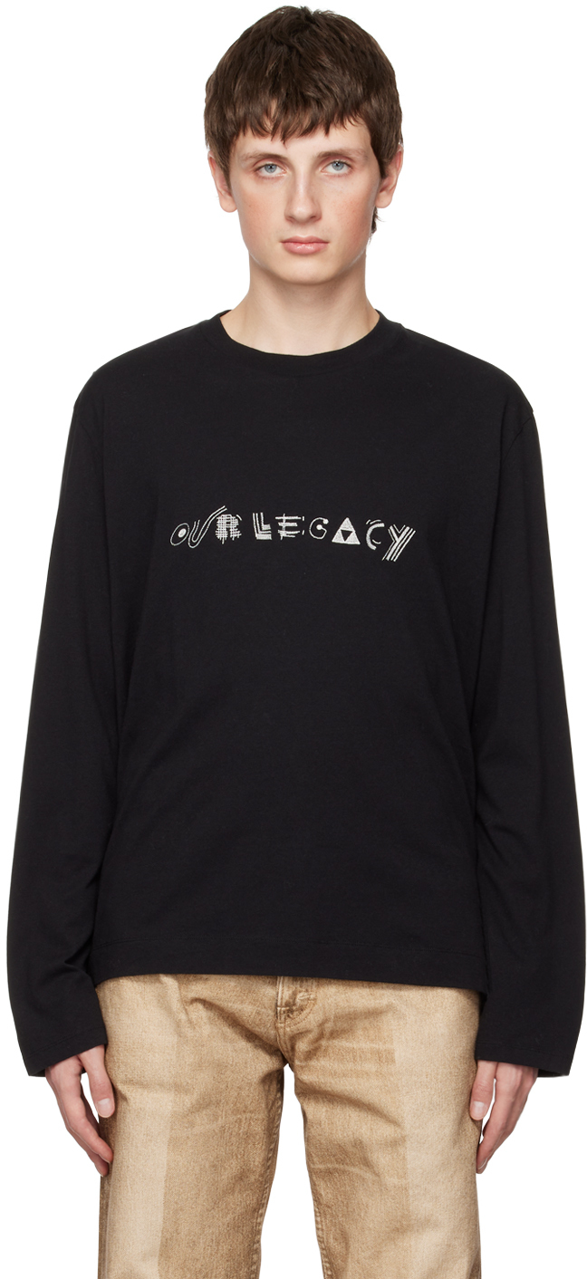 Our Legacy Black Abstract Embroidery Long Sleeve T-Shirt