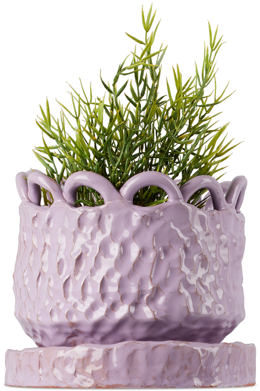 Gerstley Purple Scalloped Planter