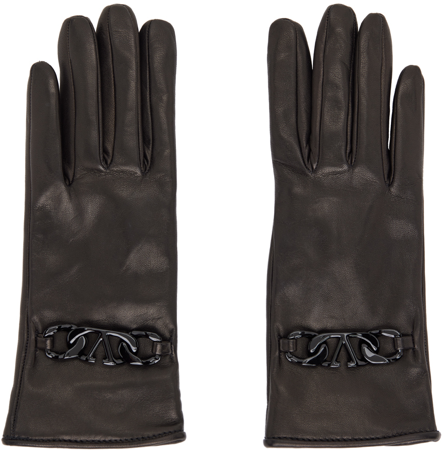 Valentino Garavani Vlogo Chain Gloves In Nappa And Cashmere for Woman in  Black