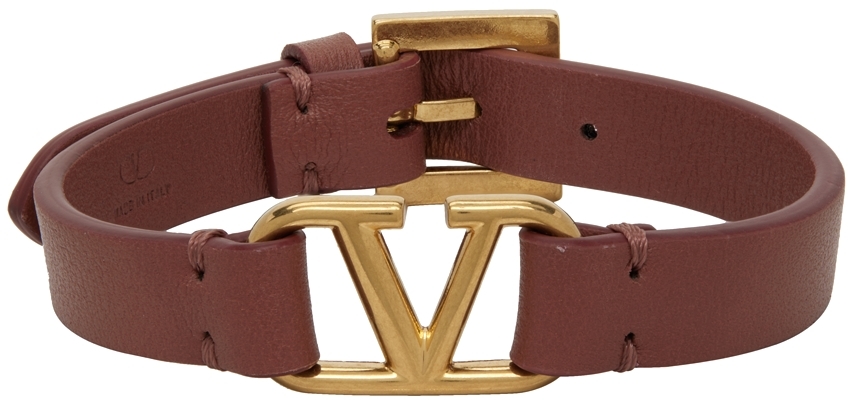 Valentino Garavani Burgundy VLogo Bracelet