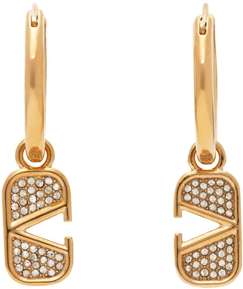 Valentino Garavani Gold VLogo Crystal Earrings