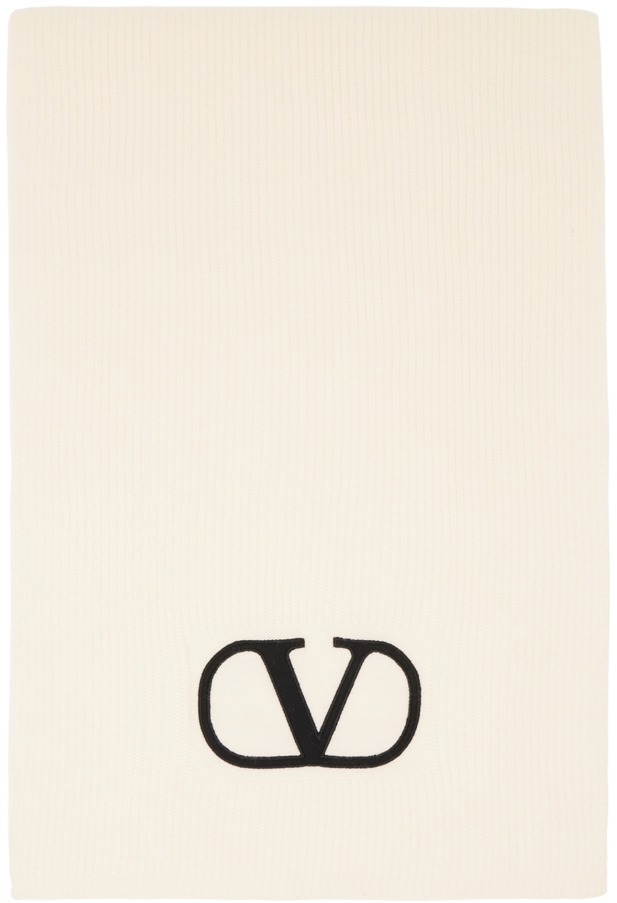 Valentino Garavani Off-White VLogo Knit Scarf