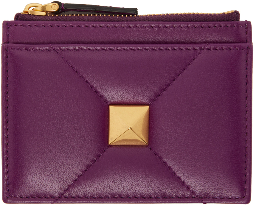 Purple Roman Stud Card Holder SSENSE Women Accessories Bags Wallets 