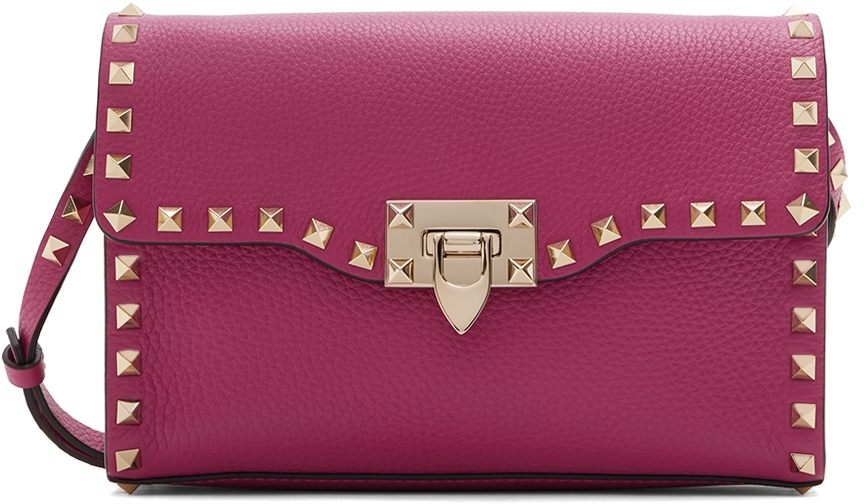 Valentino Garavani: Pink Small Rockstud Bag | SSENSE