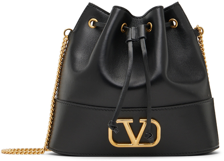 Valentino Garavani Black Mini Bucket Shoulder Bag