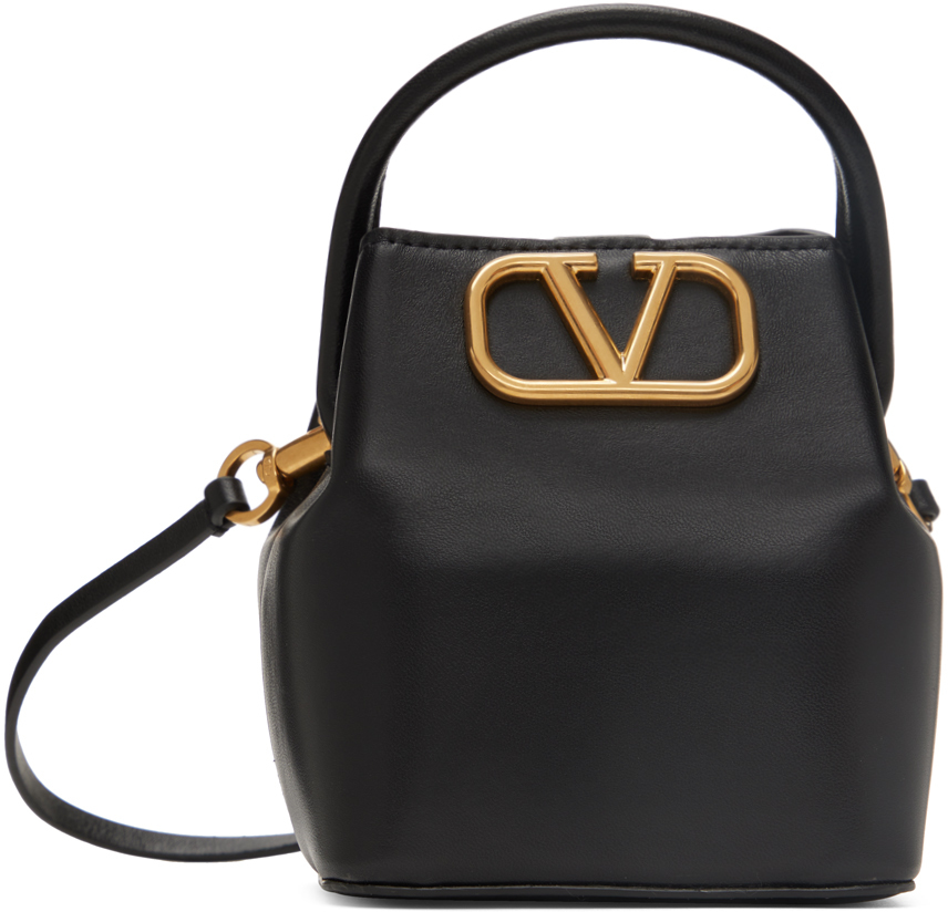 Valentino Garavani Black Mini VLogo Bucket Bag