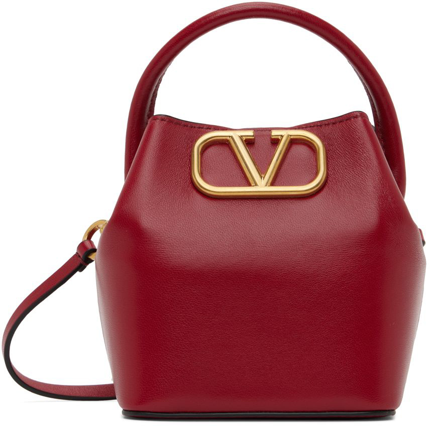 Valentino Garavani Red Mini Bucket VLogo Shoulder Bag