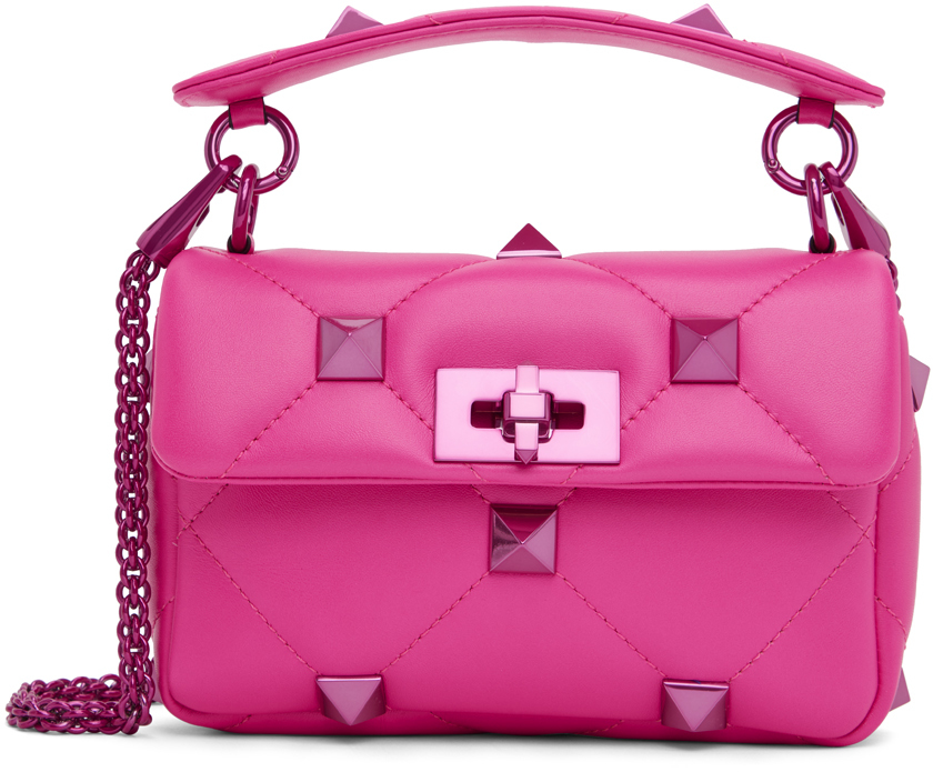 Valentino Garavani: Pink Roman Stud Bag | SSENSE Canada