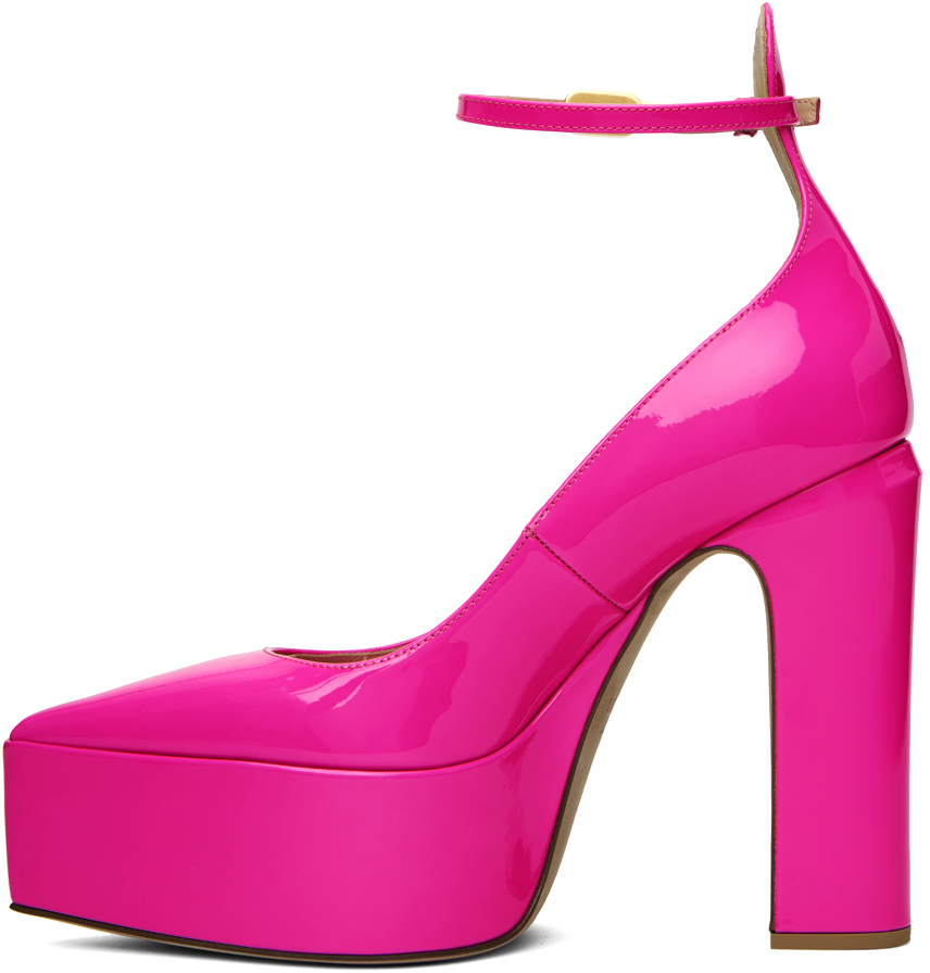 Valentino Tan-go Metallic-leather Platform Pumps In Uwt Pink Pp