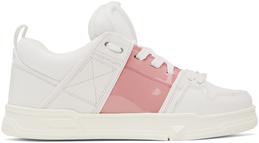 Valentino Garavani: White & Pink Open Skate Sneakers | SSENSE UK