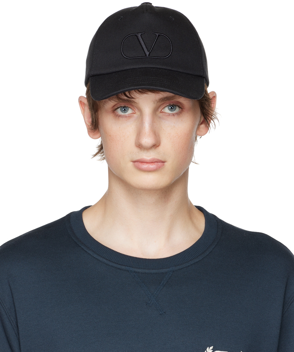 Black Vlogo Cap SSENSE Men Accessories Headwear Caps 