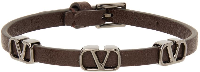 Valentino Vlogo armband van leer met logo • Cognac • de Bijenkorf