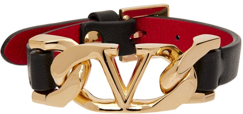 Valentino Garavani Black VLogo Chain Bracelet