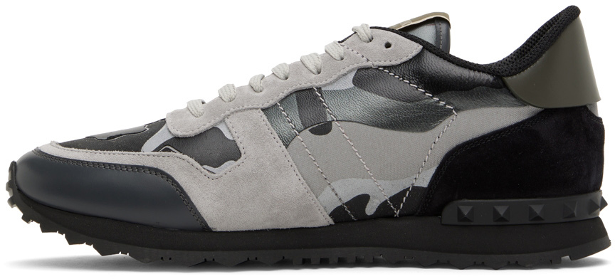 Valentino Multicolor Fabric And Nappa Leather Camouflage Sneakers In Ij7 Grigio-rutenio/p