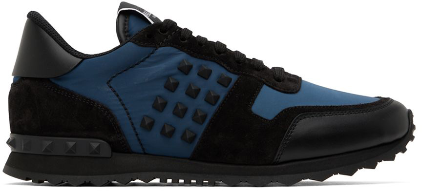 Blue & Black Rockstud Sneakers