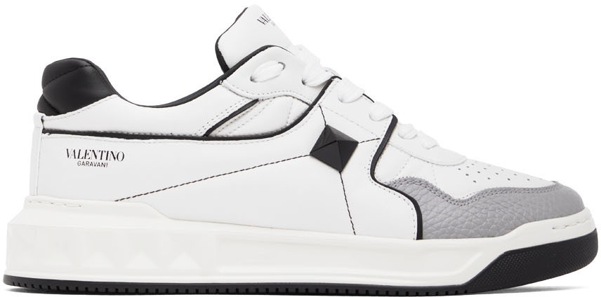 Shop Valentino White & Black One Stud Sneakers In 0n2 Bianco-nero/past