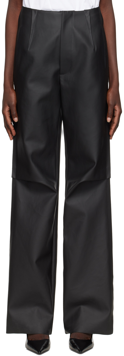 Gauchère Black Coated Trousers In 1000 Black