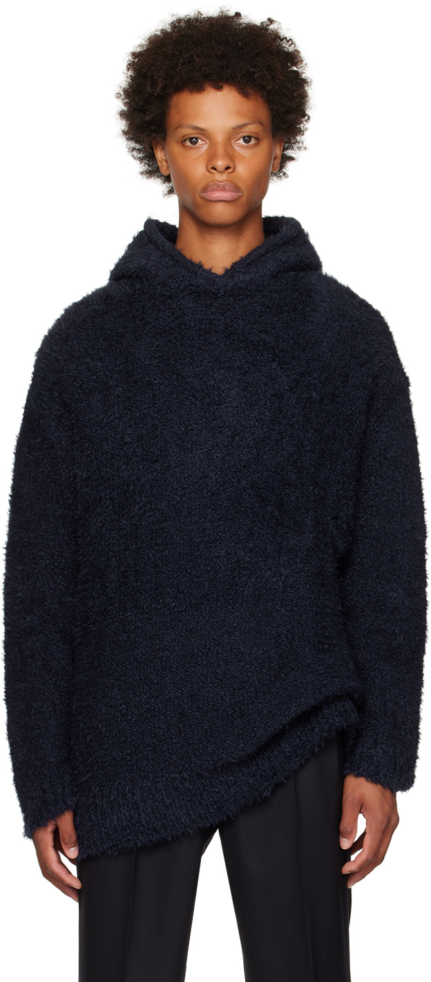 Gauchère Navy Pinched Hoodie In Navy Blue