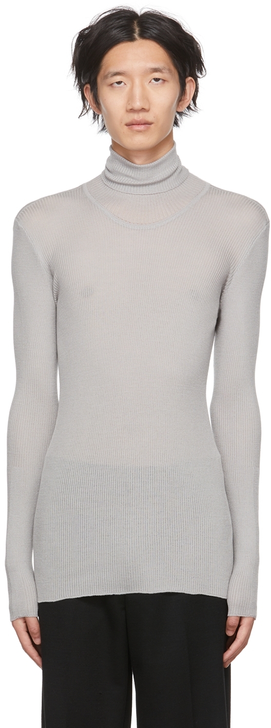 Gray Virgin Wool Turtleneck