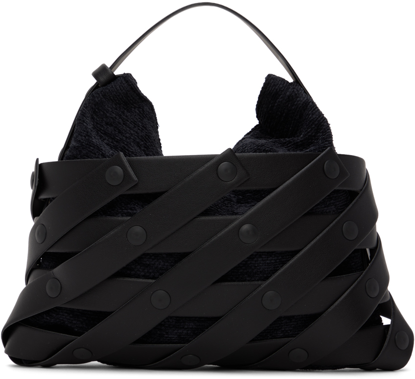 Issey Miyake Black Small Spiral Grid Bag