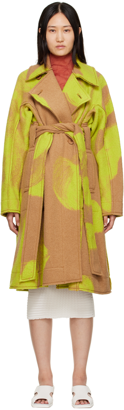 Issey Miyake Beige amp; Green Grow Coat