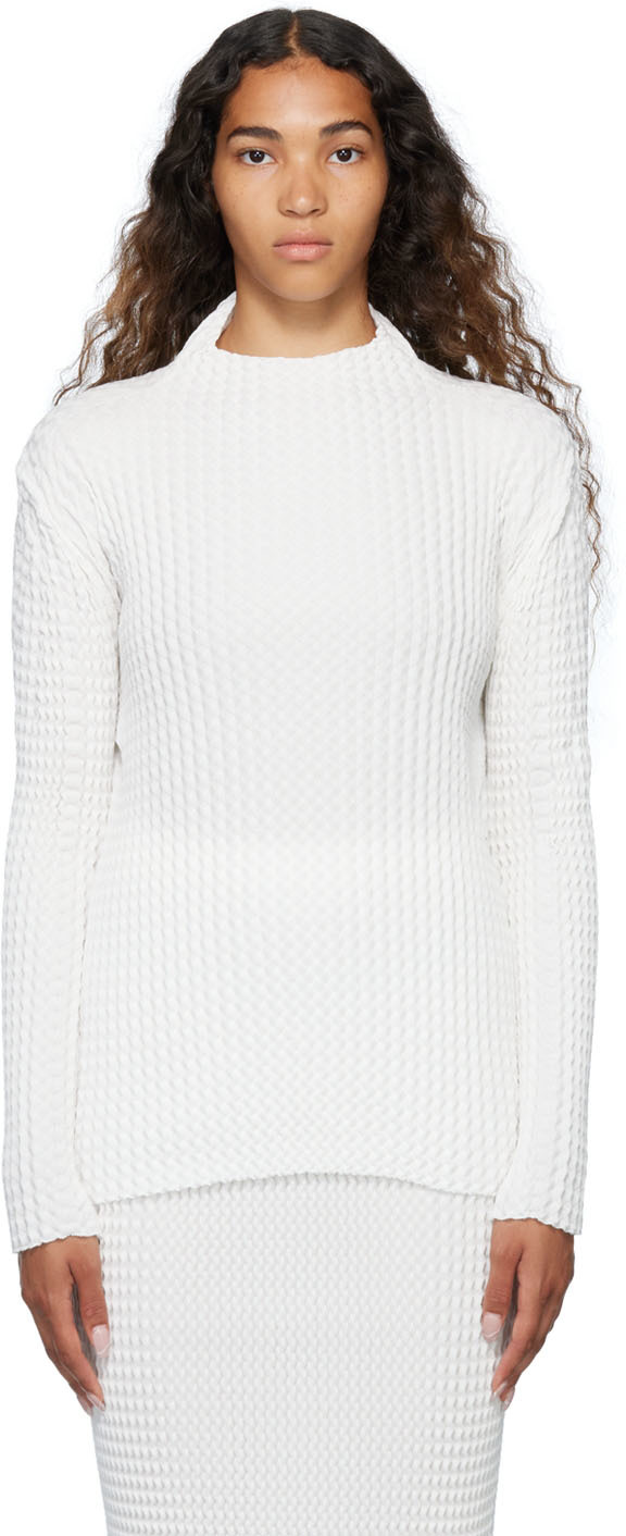Issey Miyake White Spongy Turtleneck