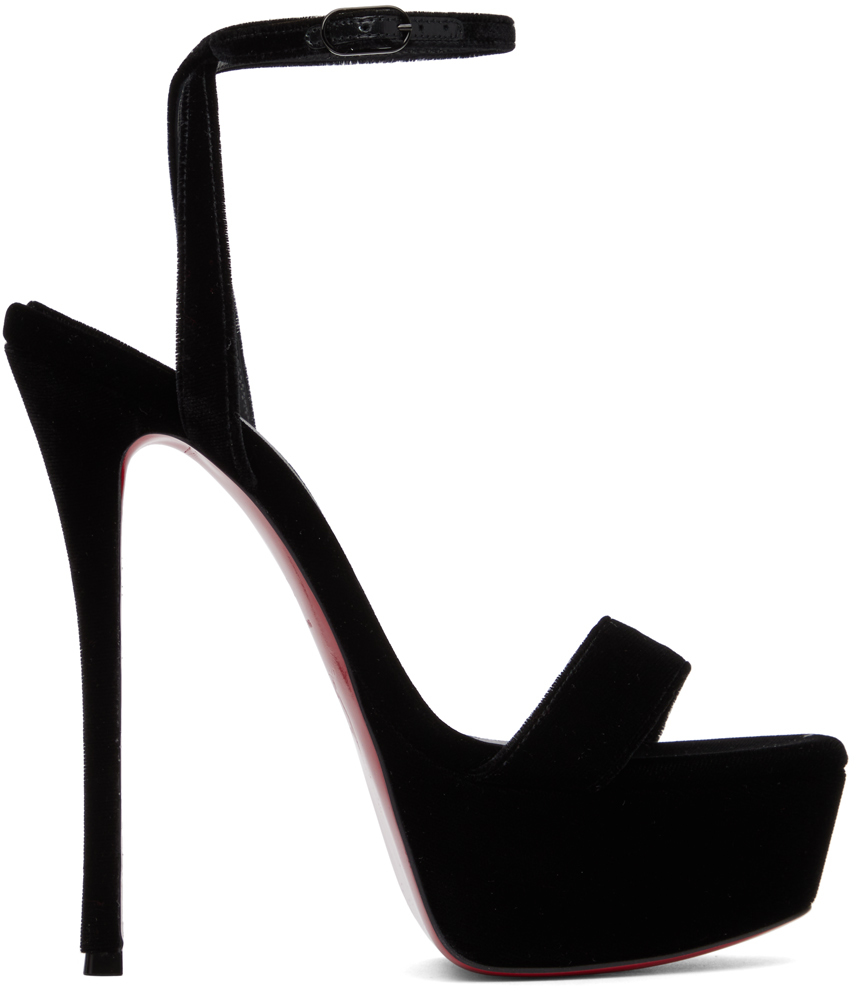 Christian Louboutin: Black Queen Alta Heeled Sandals | SSENSE