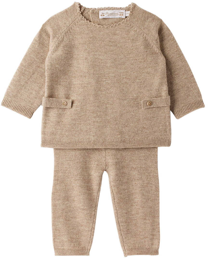 Bonpoint Baby Taupe Bamba Jumper & Leggings Set In 063 Ficelle