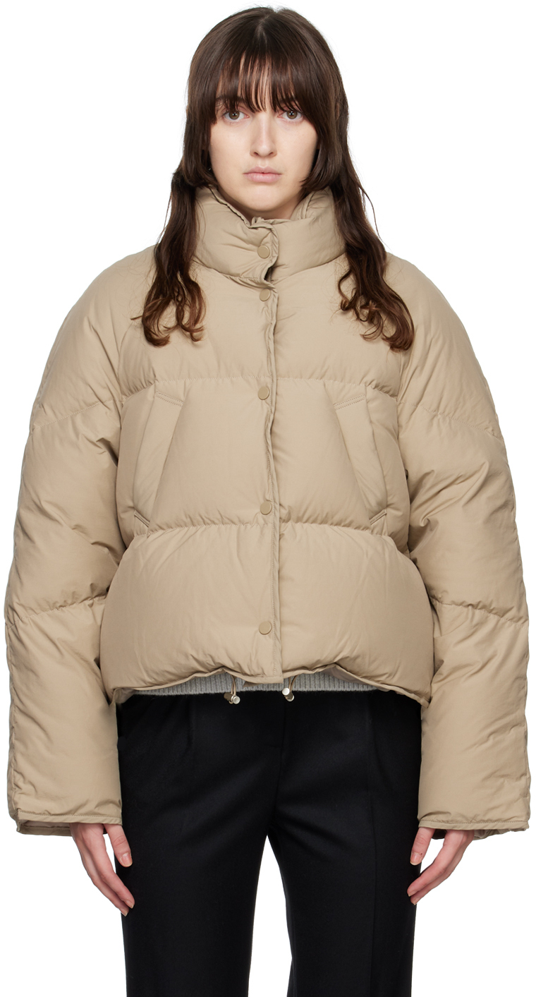Nothing Written: SSENSE Exclusive Taupe Cropped Down Jacket | SSENSE