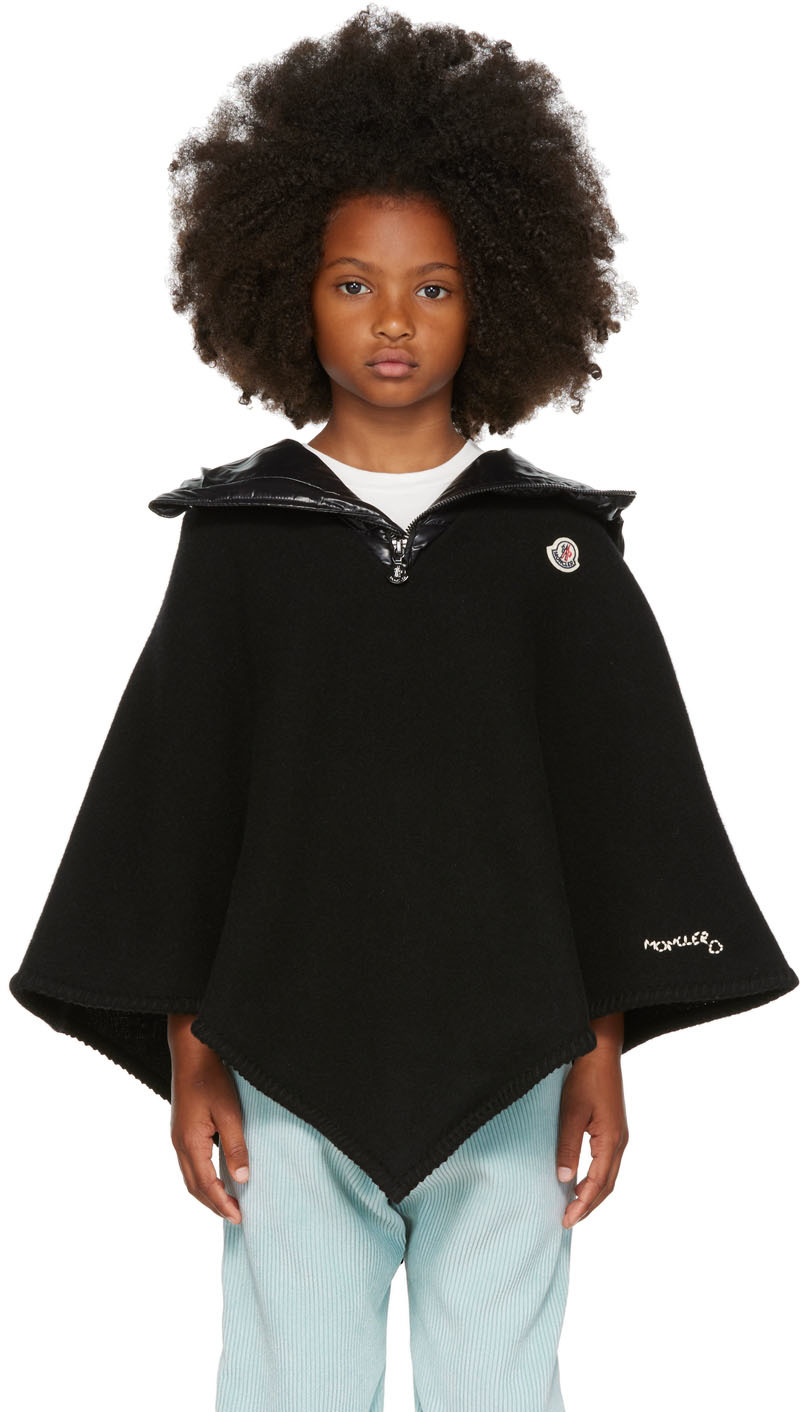 SSENSE Clothing Jackets Ponchos & Capes Kids Black Down Hooded Poncho 