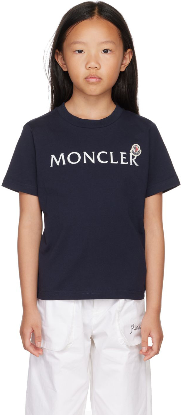 Moncler Enfant キッズ｜ネイビー ロゴ Tシャツ | SSENSE 日本