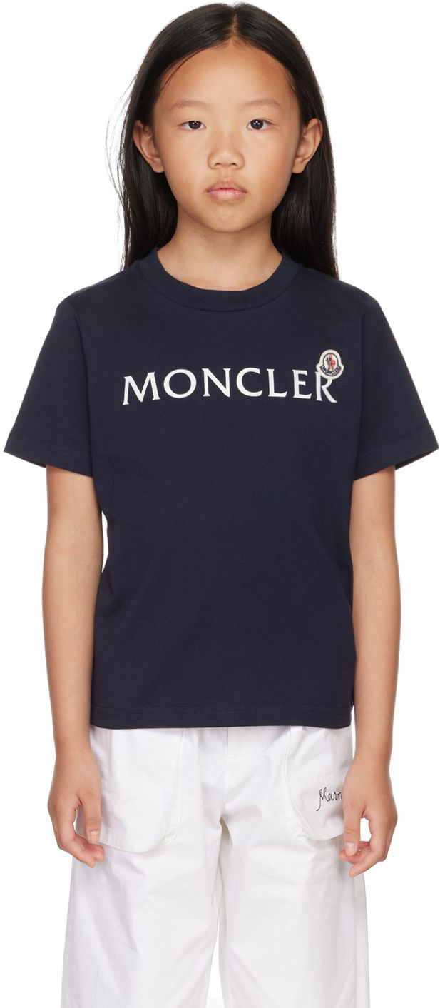 Kids Navy Logo T-Shirt by Moncler Enfant | SSENSE