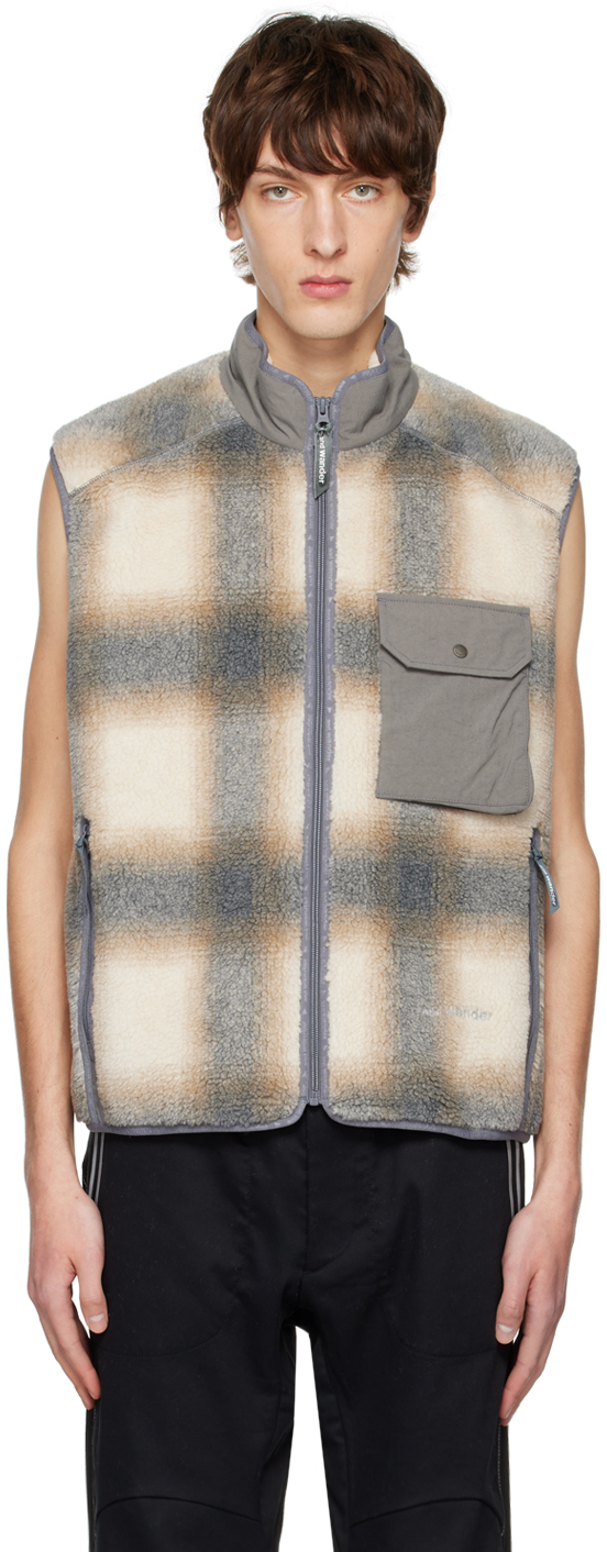 Amiur】boa vest(charcoal）-