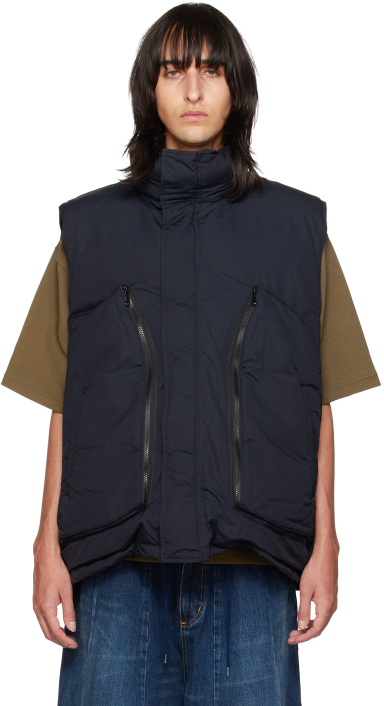 JieDa: Black Nosleeve Puffer Down Vest | SSENSE Canada