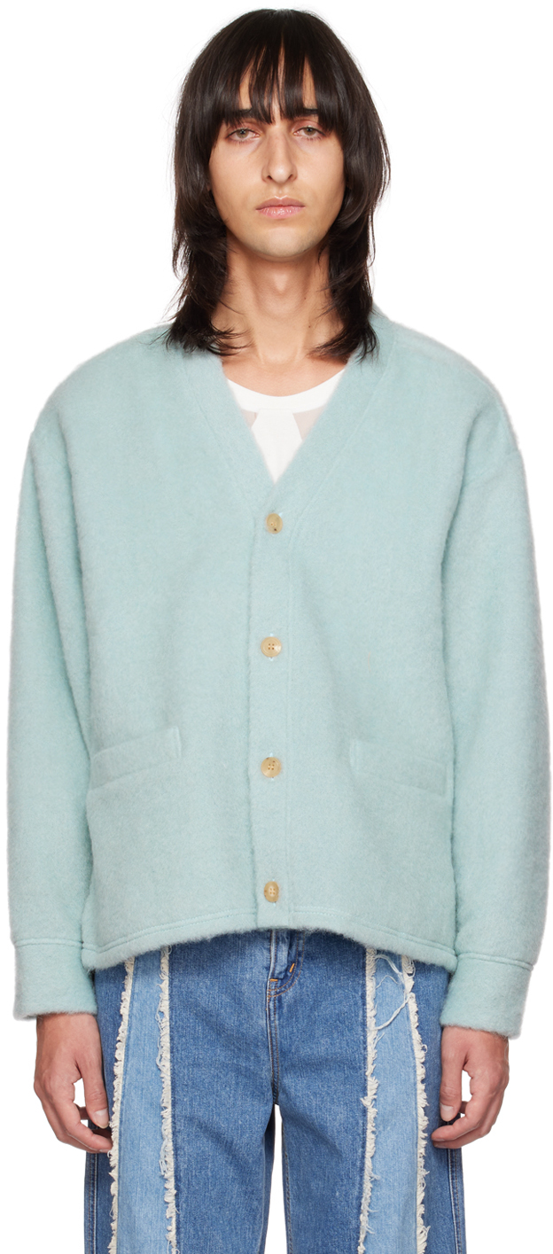 Blue Buttoned Cardigan by JieDa on Sale