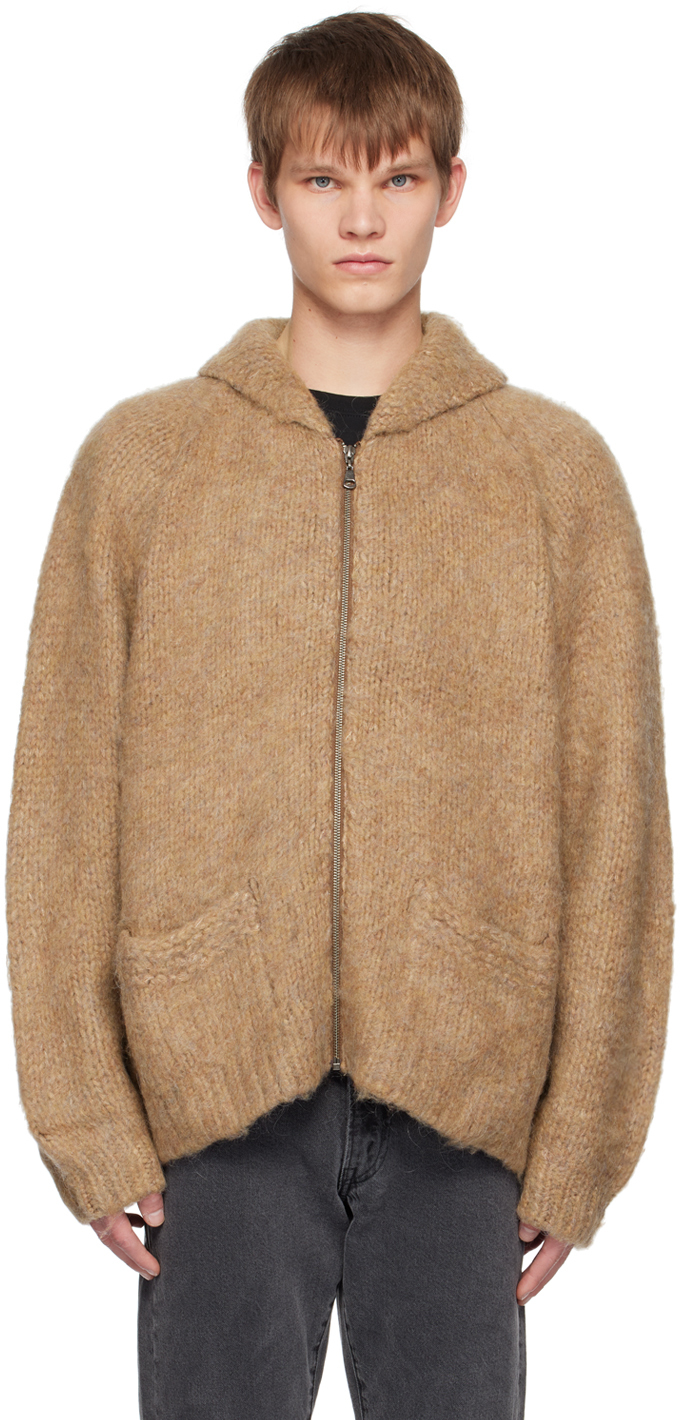 JieDa: Beige Shawl Collar Sweater | SSENSE