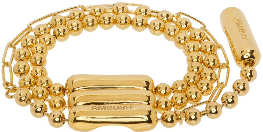 AMBUSH Gold Triple Ball Chain Bracelet