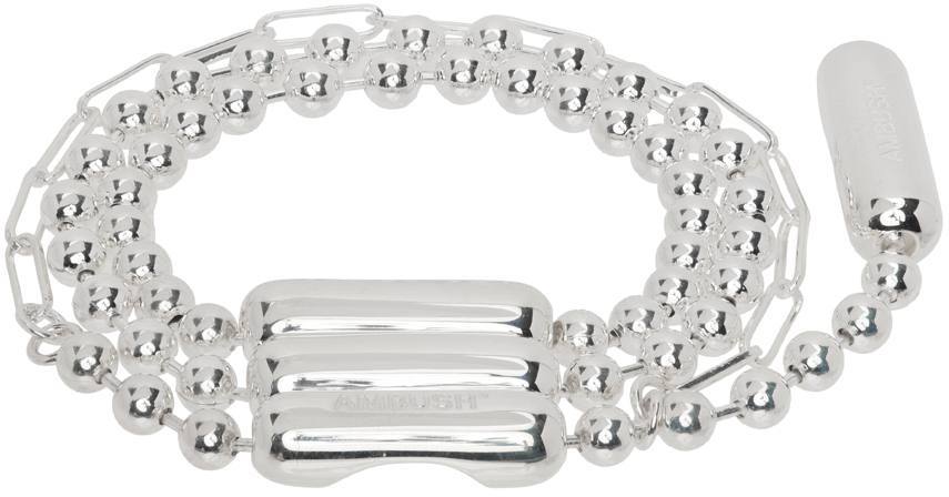 AMBUSH Silver Triple Ball Chain Bracelet