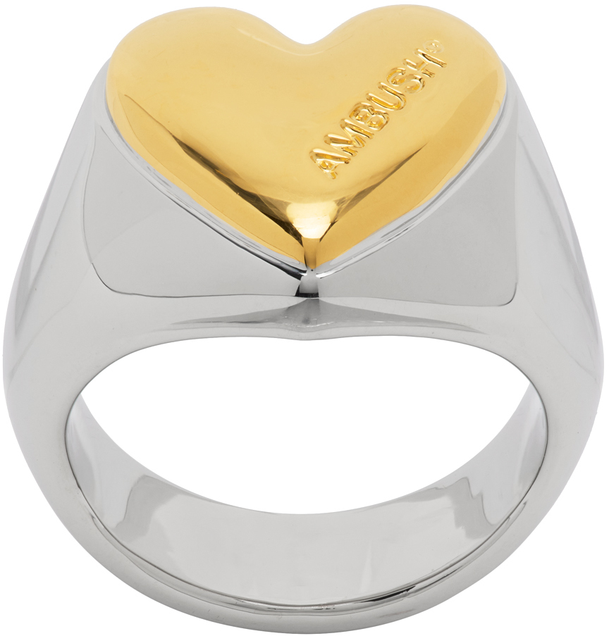 AMBUSH Silver & Gold Heart Ring