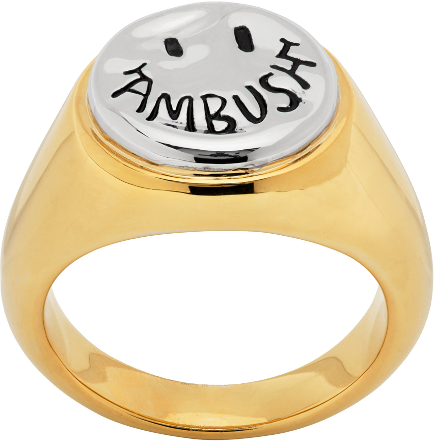 AMBUSH Gold & Silver Smiley Ring