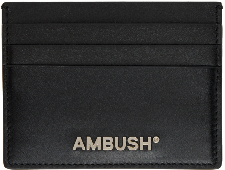 Ambush Black Logo Card Holder In Black Silver
