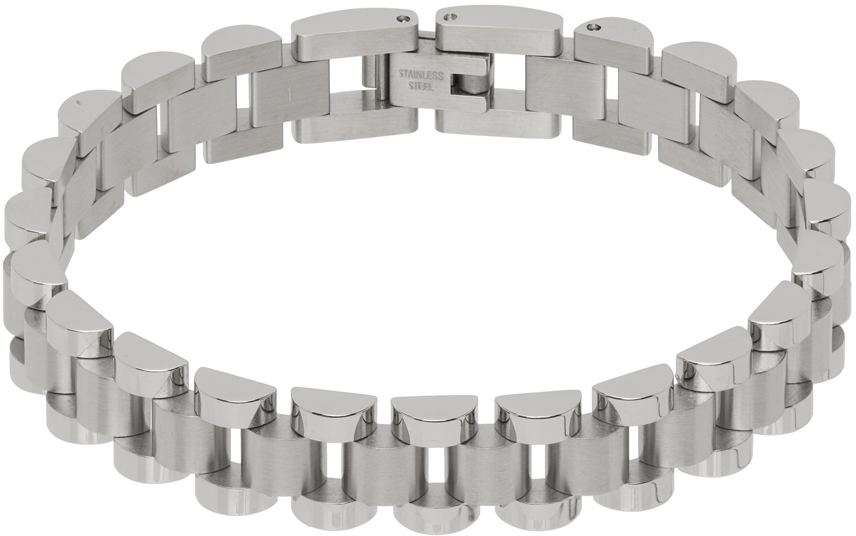Ssense Uomo Accessori Gioielli Bracciali Silver Thin Logo Bracelet 