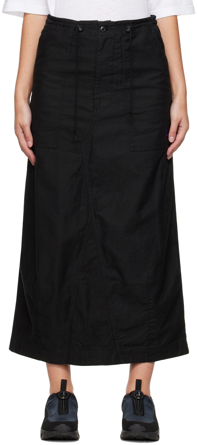 Ssense Donna Abbigliamento Gonne Gonne di pelle Black Godet Midi Skirt 
