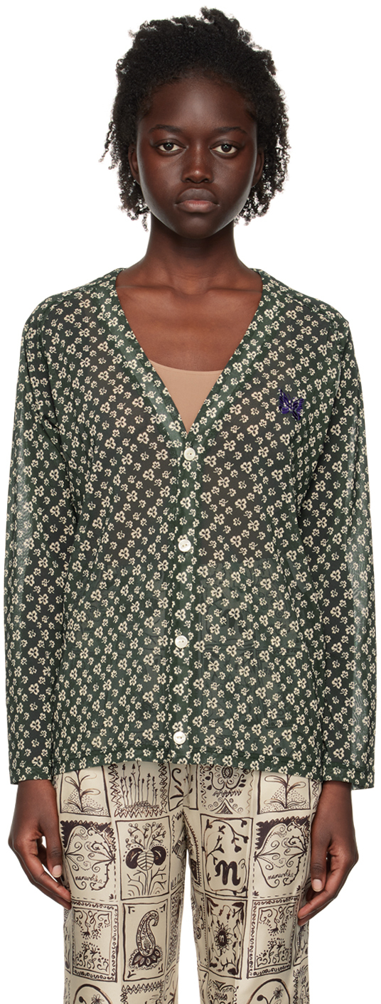 Green V-Neck Cardigan