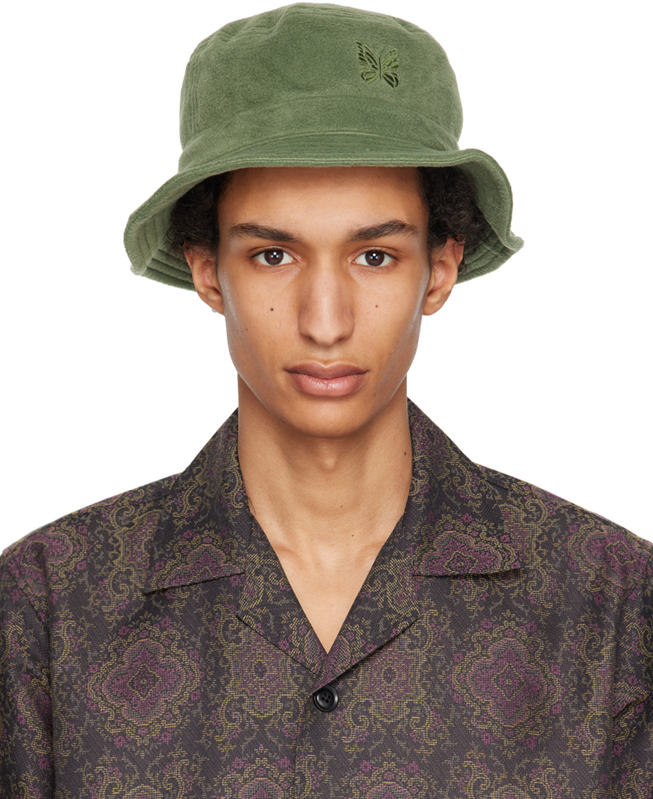 NEEDLES GREEN EMBROIDERED BUCKET HAT